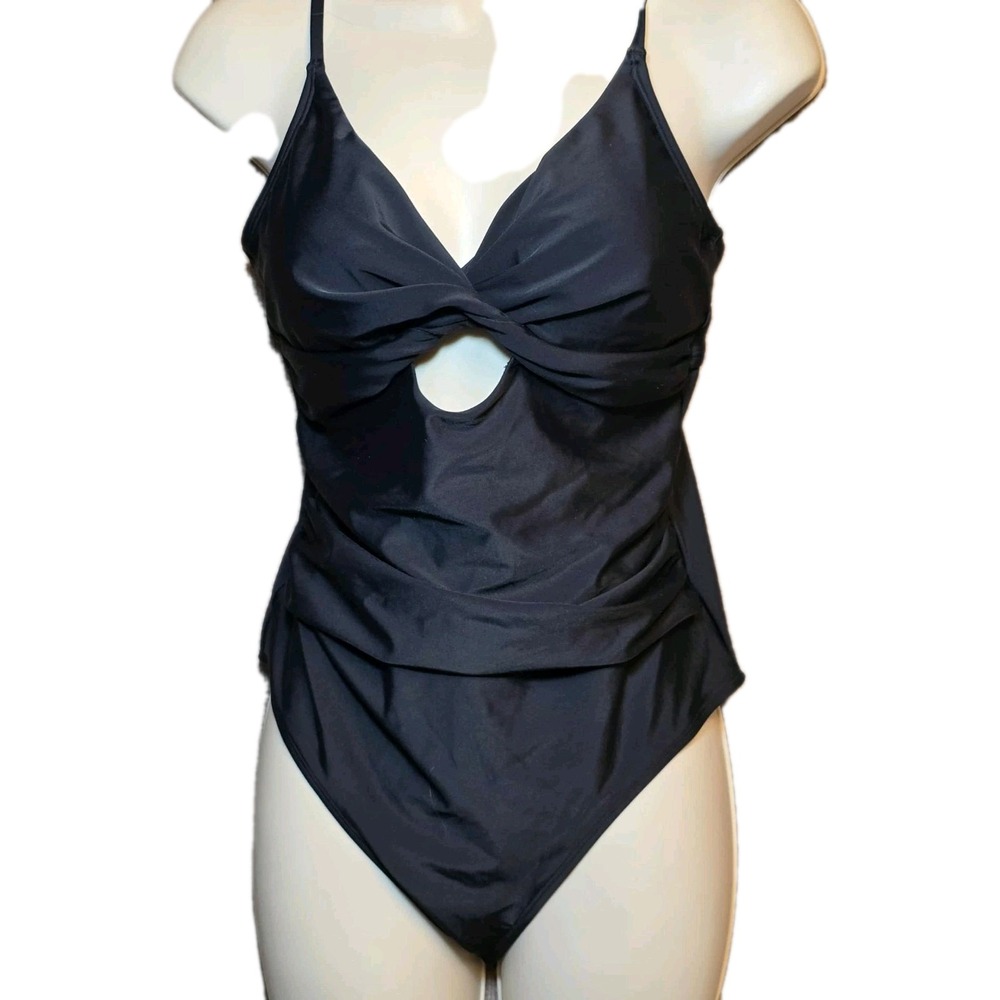Cupshe One Piece Live Life On The Beach Swimsuit Black Womens SZ M New With Tags